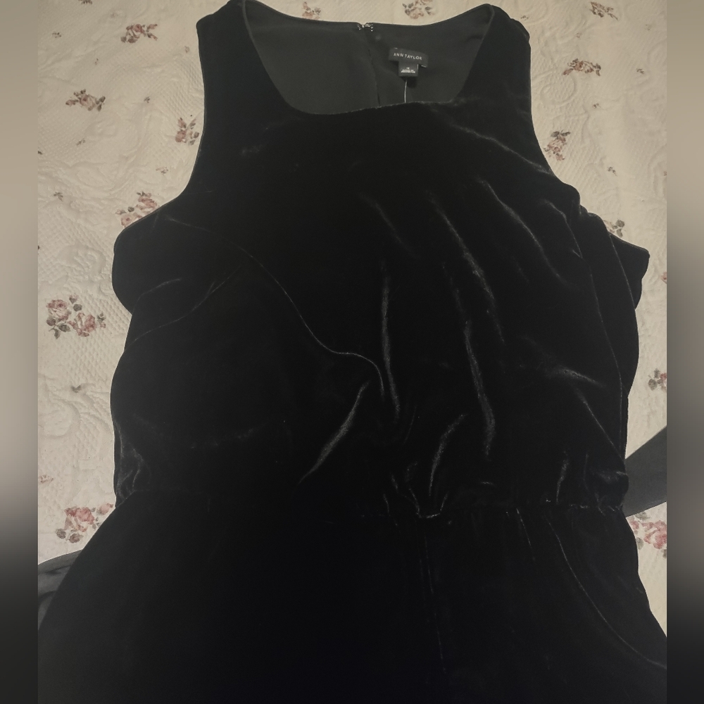 Ann Taylor Elegant Black Velvet Jumpsuit - Picture 3 of 10
